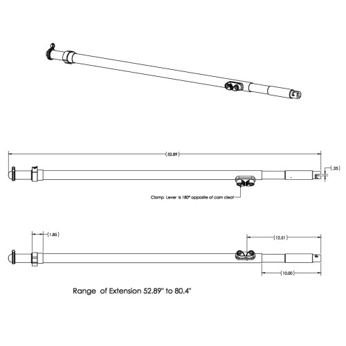 TACO Marine Tele-Sun Shade Poles, Carbon Fiber, 52.89-80.4 in, 1/4 in Pin, 2pk, Mesh Carry Bag - Apollo Lighting