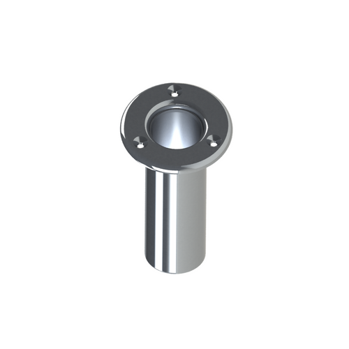 TACO Marine Flush Mount Rod Holder, 10 Degree, Aluminum, Round Flange, 5-1/2 in Tube - Apollo Lighting