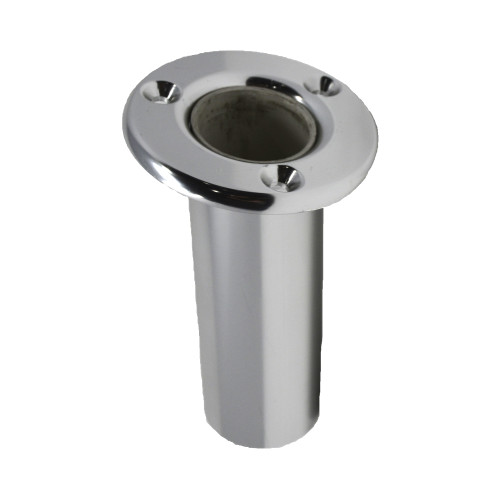 TACO Marine Flush Mount Rod Holder, 10 Degree, Aluminum, Round Flange, 5-1/2 in Tube