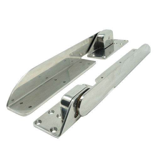 TACO Marine Command Ratchet Hinges, 18-1/2 in, Polished SS316L, 61.5 Degree Lock, Pair