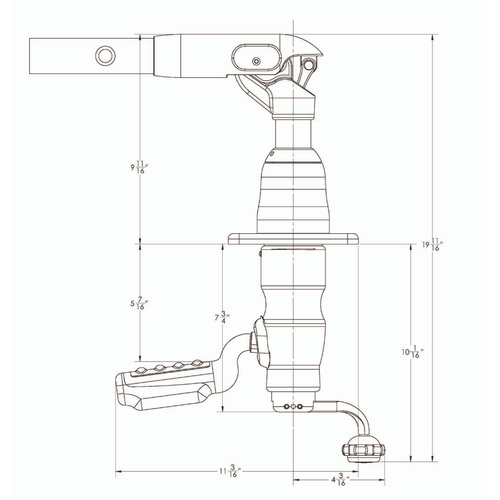 TACO Marine Grand Slam 390BHC Outrigger Mount, For 1-1/2 in Outriggers, Black Anodized Aluminum, SS316L, Pin-Locking