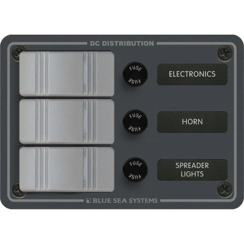 Blue Sea Systems Contura DC Switch Panel, Water Resistant, 12/24V DC, ON-OFF Switches, Slate Gray Finish