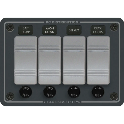 Blue Sea Systems Contura DC Switch Panel, Water Resistant, 12/24V DC, ON-OFF Switches, Slate Gray Finish