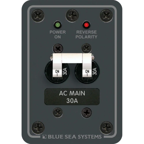 Blue Sea Systems AC Main Only Circuit Breaker Panel, 120V AC, Double Pole, White Toggle