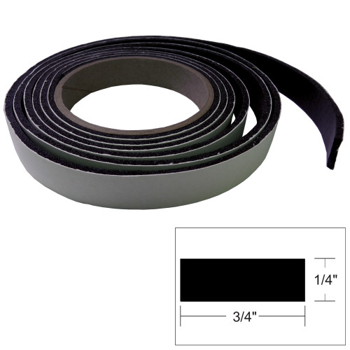 TACO Marine Hatch Tape, 8 ft, 3/4 in Width, Black, Self-Adhesive Rubber