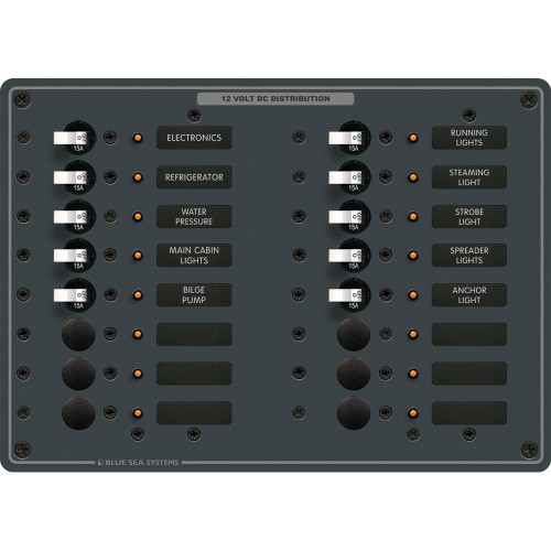 Blue Sea Systems DC Circuit Breaker Panel, 12V DC, 100A, Pre-Wired