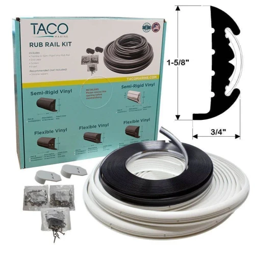 TACO Marine Semi-Rigid Vinyl Rub Rail Kit, Continuous Coil