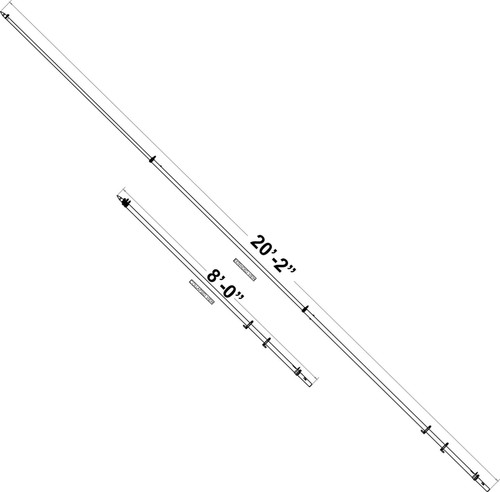 TACO Marine OT-CF Series Carbon Fiber Tele-Outrigger Poles, 1-1/2 in, Pair