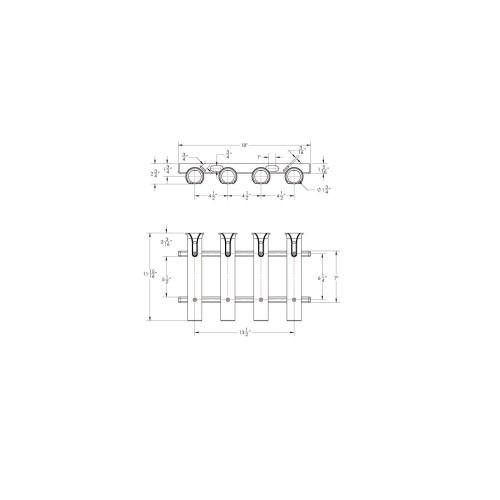 TACO Marine 4-Rod Deluxe Poly Rod Rack, UV-Stabilized Polyethylene, 18 in, 1-3/4 in Rod Holders - Apollo Lighting