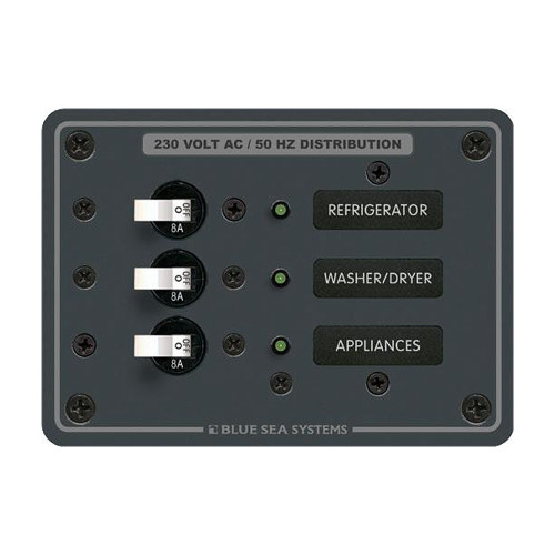 Blue Sea Systems - Circuit Breaker Panel European - 230V, White Switches - Apollo Lighting