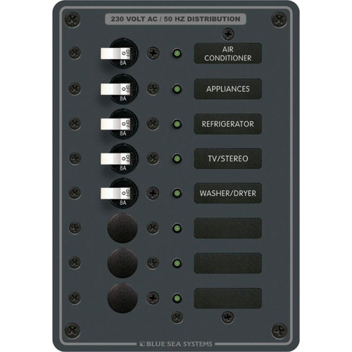 Blue Sea Systems - Circuit Breaker Panel European - 230V, White Switches - Apollo Lighting