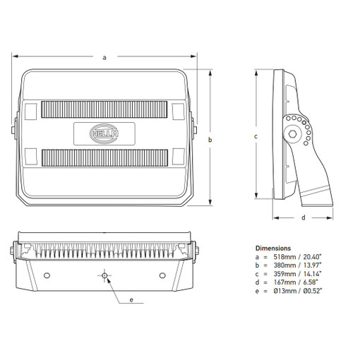 Hella Marine HypaLUME LED Floodlight, 316 Stainless Steel Bracket, Grilamid Lens, Upright or Pendant Mount, -40°C to +50°C