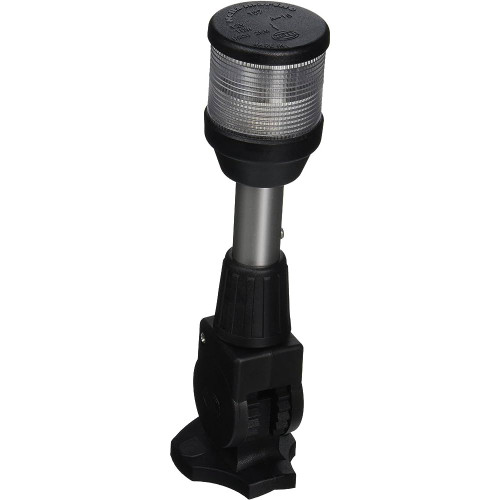 Hella Marine Model 2010 All-Round Anchor Light, Fold-Down Pole Mount, 180 Deg Adjustment, White Light, 2 NM, 12V DC, 8 in, Black Housing