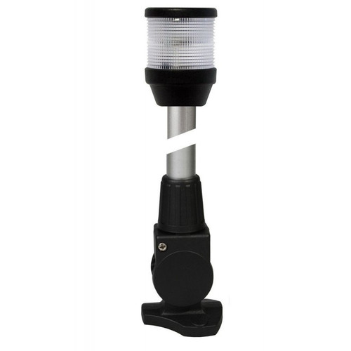 Hella Marine 2010 Series All-Round Anchor Light, 2 NM, 12V 10W Bulb, IPX6, Horizontal Fold-Down Mount, 610 mm Pole, Black Housing