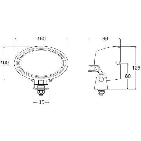 Hella Marine 6361 Series Oval 100 Halogen Deck Floodlight, 12V, 55W, H3 Bulb Included, IP6K9K, Bracket Mount, 180 Degree Rotation, 12ft Cable, White Housing