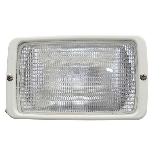 Hella Marine 8518 Halogen Flush Mount Deck Floodlight, 12/24V DC, 55W at 12V, 70W at 24V, H3 Bulb Included, IPX4, 155 x 128 x 77 mm, Built-In 5 Degree Incline, White Housing