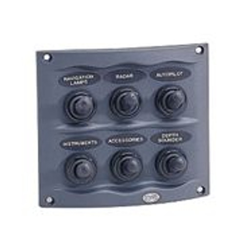 Hella Marine - 6-Way Gray Compact Switch Panel - 12V - Apollo Lighting