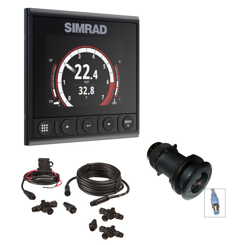 Simrad IS42 Speed/Depth Pack, 4.1in Color Display, IPX7, DST800 Thru-Hull Sensor, NMEA 2000 Backbone Starter Kit