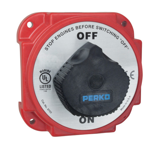 Perko 9703 Heavy Duty Battery Disconnect Switch, Alternator Field Disconnect, 6-32V, Ignition Protected