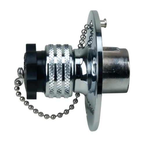 Perko 0499 Water Inlet Fitting, 1/2 in NPT, Chrome-Plated Bronze, Female Swivel Hose Connector, Watertight Plug