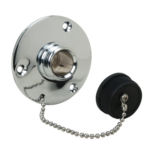 Perko Water Outlet Fitting with Cap, For On-Board Washdown Systems, 1/2 in NPT, Chrome-Plated Bronze - Apollo Lighting