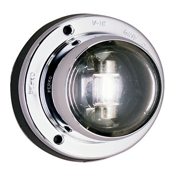 Perko Vertical Mount Stern Light, Chrome Plated Brass, 12V, 2 Mile Visibility, Black Polymer Base