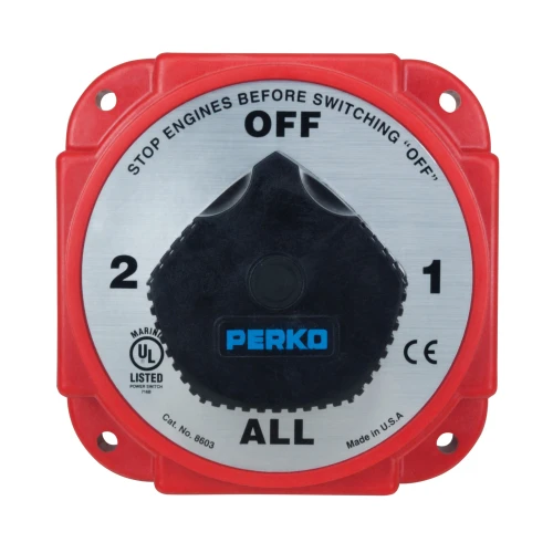 Perko Battery Switch, 6-32V, Ignition Protected, Surface Mount