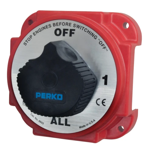 Perko Battery Switch, 6-32V, Ignition Protected, Surface Mount
