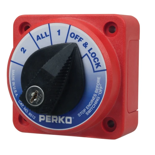 Perko Battery Switch, 6-32V, Ignition Protected, Surface Mount