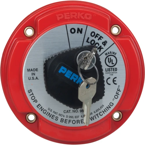 Perko Battery Switch, 6-32V, Ignition Protected, Surface Mount
