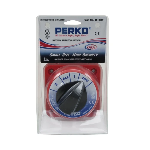 Perko Battery Switch, 6-32V, Ignition Protected, Surface Mount