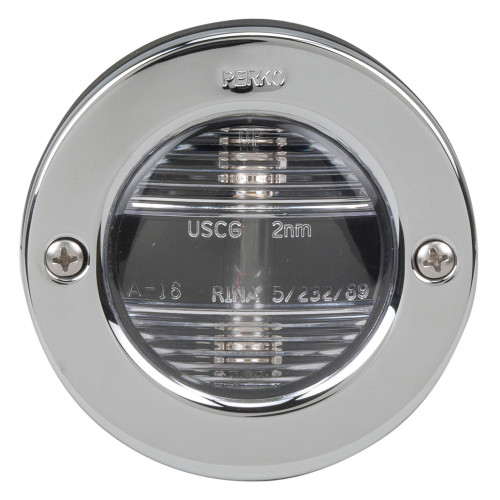 Perko Vertical Mount Stern Light, 12V, 2nm, Flush Mount, Polished Stainless Steel