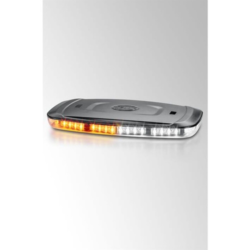 Hella Marine Mini Lightbar LED Warning Light Bar, Bracket Mount, 10-30V, Clear Lens, Amber LED, 360 Degree Signal, Flashing and Rotating, SAE J845 Class 1, IP6X, IPX4K, IPX9K, 500mm Cable
