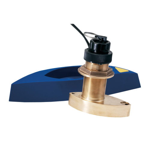 Garmin B744V Thru-Hull Triducer Transducer, 600W, 50/200 kHz, 8-Pin, Bronze, With Fairing Block, Depth/Speed/Temp, Up to 24° Deadrise