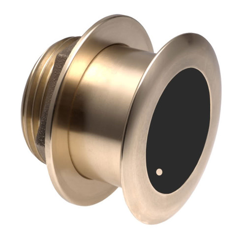 Garmin B164 Tilted Element Thru-Hull Transducer, For 0-7° Deadrise, 1kW, 50/200 kHz, 8-Pin, Low-Profile Bronze Housing, Depth/Temperature