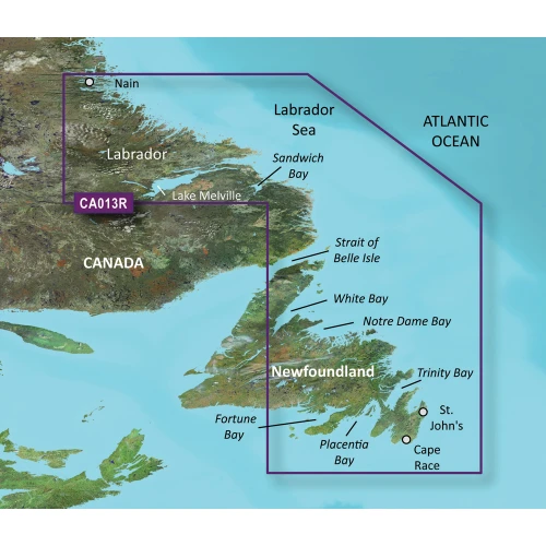Garmin BlueChart g3 Vision VCA013R Labrador Coast Electronic Chart, Auto Guidance, 1 ft Contours, Satellite Imagery