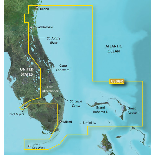 Garmin BlueChart g3 Vision HD VUS009R Coastal Chart, Jacksonville to Key West FL, Auto Guidance, High-Resolution Satellite Imagery, MarinerEye and FishEye 3D Views, NOAA Raster Cartography, Relief Shading, 1 ft Contours