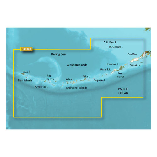 Garmin BlueChart g3 Vision HD Electronic Chart, VUS034R Aleutian Islands Coverage, Integrated Garmin and Navionics Data, Auto Guidance, High-Resolution Relief Shading, 1 ft Contours, High-Resolution Satellite Imagery, 3D Views