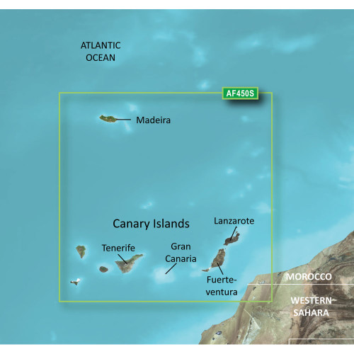 Garmin BlueChart g3 Vision HD Marine Chart, Madeira & Canary Islands, Auto Guidance, MarinerEye and FishEye 3D Views, Satellite Imagery, Depth Range Shading