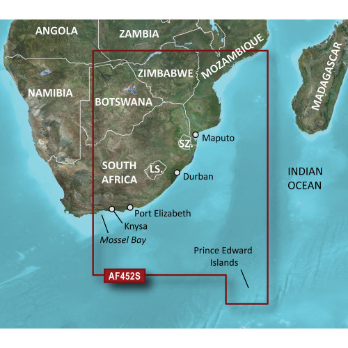 Garmin BlueChart g3 Vision Coastal and Inland Charts, VAF452S, Knysna South Africa to Beira Mozambique