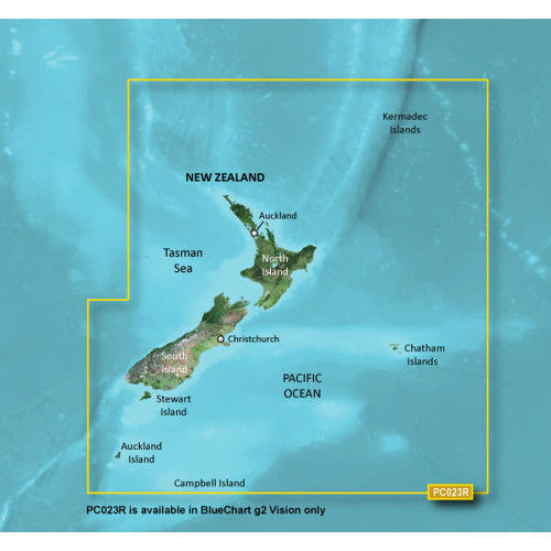Garmin BlueChart g3 Vision HD VPC023R Electronic Chart, New Zealand Coastal, Auto Guidance, Depth Range Shading Up to 10 Depth Ranges, Up to 1 ft Contours, Shallow Water Shading, Relief Shading via ActiveCaptain