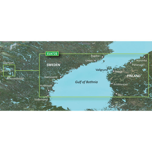Garmin BlueChart g3 Vision HD Electronic Chart, VEU472S Gulf of Bothnia Center, Auto Guidance, Depth Range Shading, 1 ft Contours