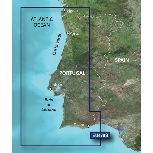 Garmin BlueChart g3 Vision HD VEU479S Electronic Chart, Portugal Coverage, Auto Guidance, 1 ft Contours, Satellite Imagery, 3D Views
