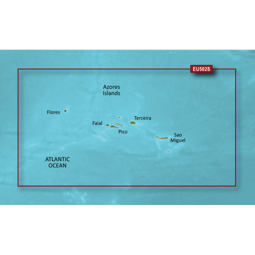 Garmin BlueChart g3 Vision Coastal Chart, VEU502S Azores Islands, Garmin and Navionics Content, Auto Guidance, Satellite Imagery, Aerial Photography, FishEye and MarinerEye 3D