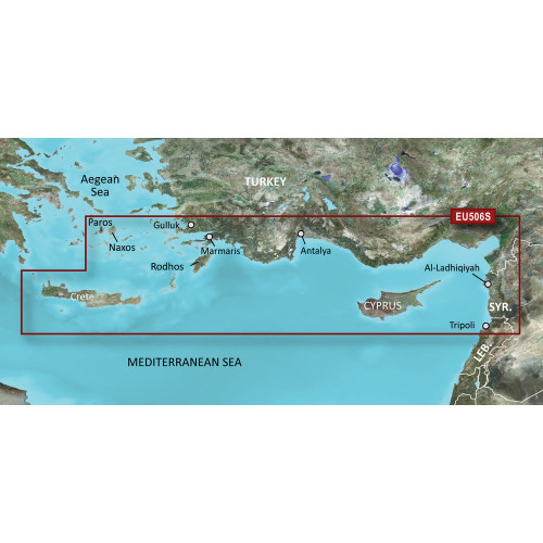 Garmin - BlueChart g3 Vision HD Electronic Chart - VEU506S, Crete To Cyprus, microSD/SD - Apollo Lighting