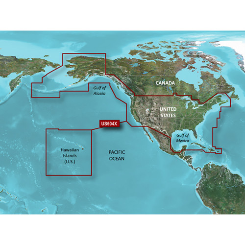 Garmin BlueChart g3 HD Coastal Chart, HXUS604X, US All & Canadian West, Garmin and Navionics Data, Auto Guidance, 1 ft Contours