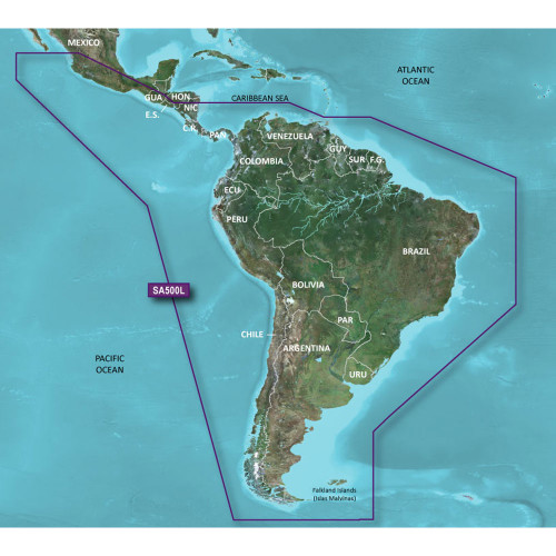 Garmin BlueChart g3 HXSA600X Coastal Charts, South America, Auto Guidance