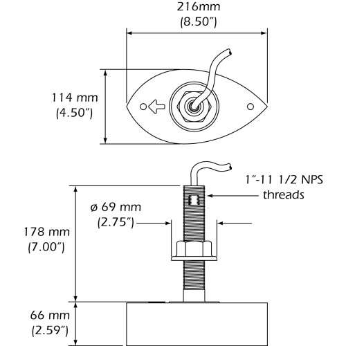 Furuno - 556TID-HDD SS260 Stainless Steel Thru-Hull Transducer with Temp and Fairing Block - 10 Pin