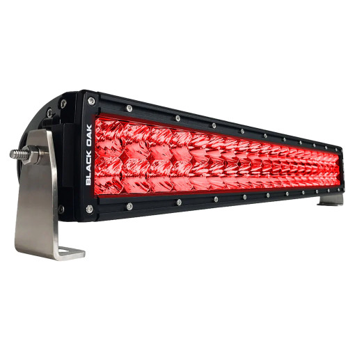 Black Oak - Curved Double Row Combo Red Predator Hunting Light Bar - 20", Black