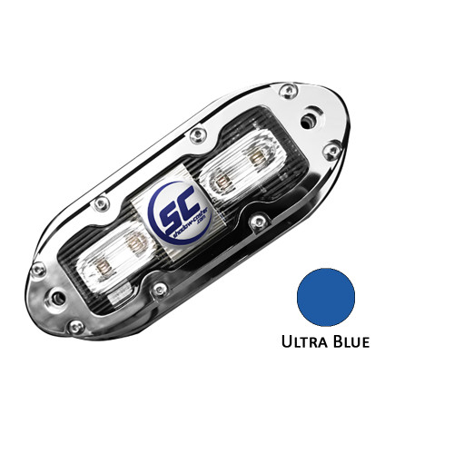 Shadow-Caster - SCM-4 LED Underwater Light w/ 20' Cable - Stainless Steel Housing, Ultra Blue